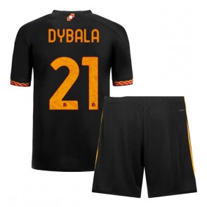 Lacne Dětský Futbalové dres AS Roma Paulo Dybala #21 2023-24 Krátky Rukáv - Tretina (+ trenírky)